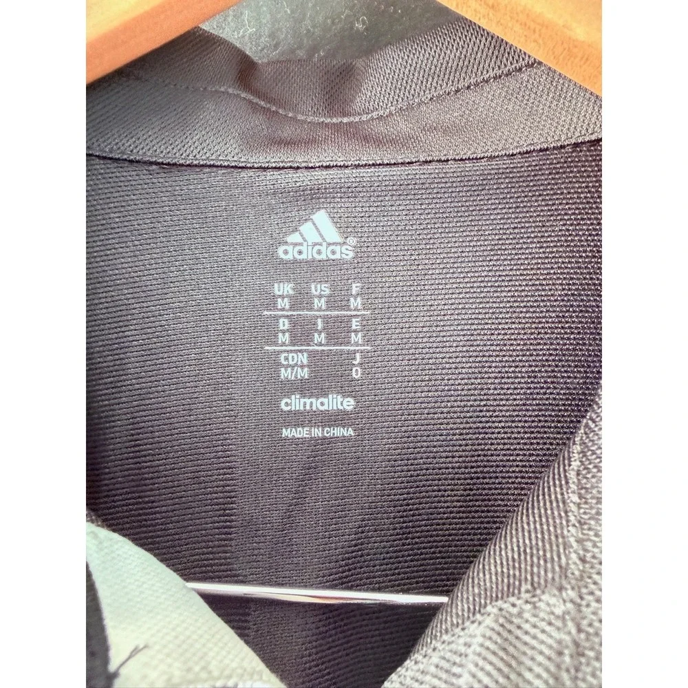 Adidas Climalite Men's Polo Shirt Size Medium Black White Stripe Athletic Golf M